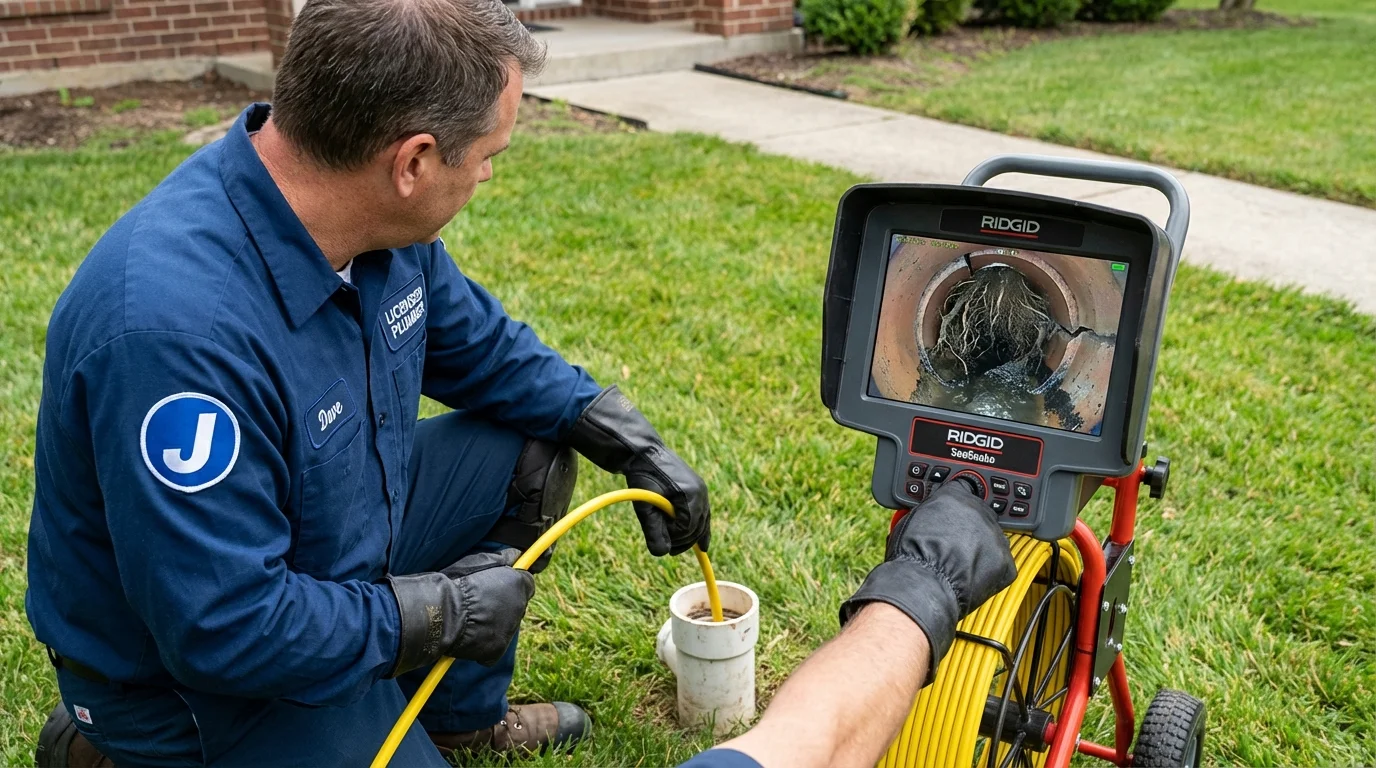 Sewer camera inspection being performed by Johns Plumbing LLC in Oradell